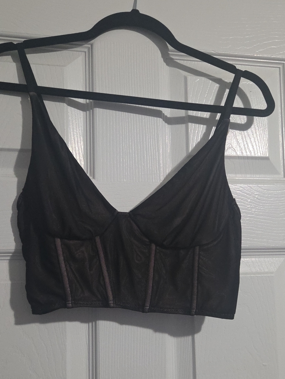 Forever 21 Black Sheer Longline Crop Bralette
